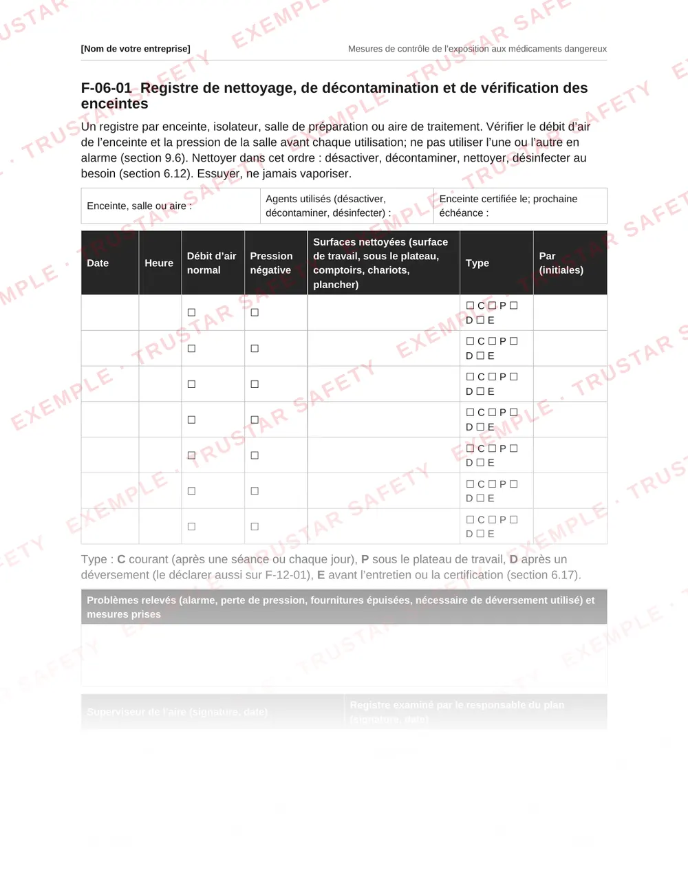 French hazardous drug spill and exposure incident report form from the hazardous drugs exposure control plan template