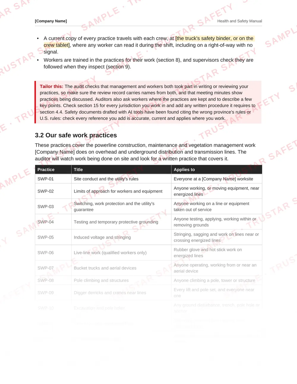 The limits of approach safe work practice from the powerline and utility construction safety manual template